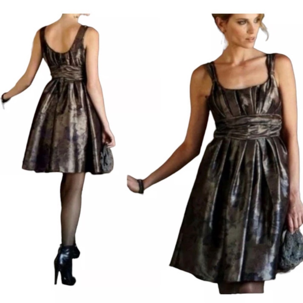 Peruvian Connection Borealis Satin Pleated Mini Dress